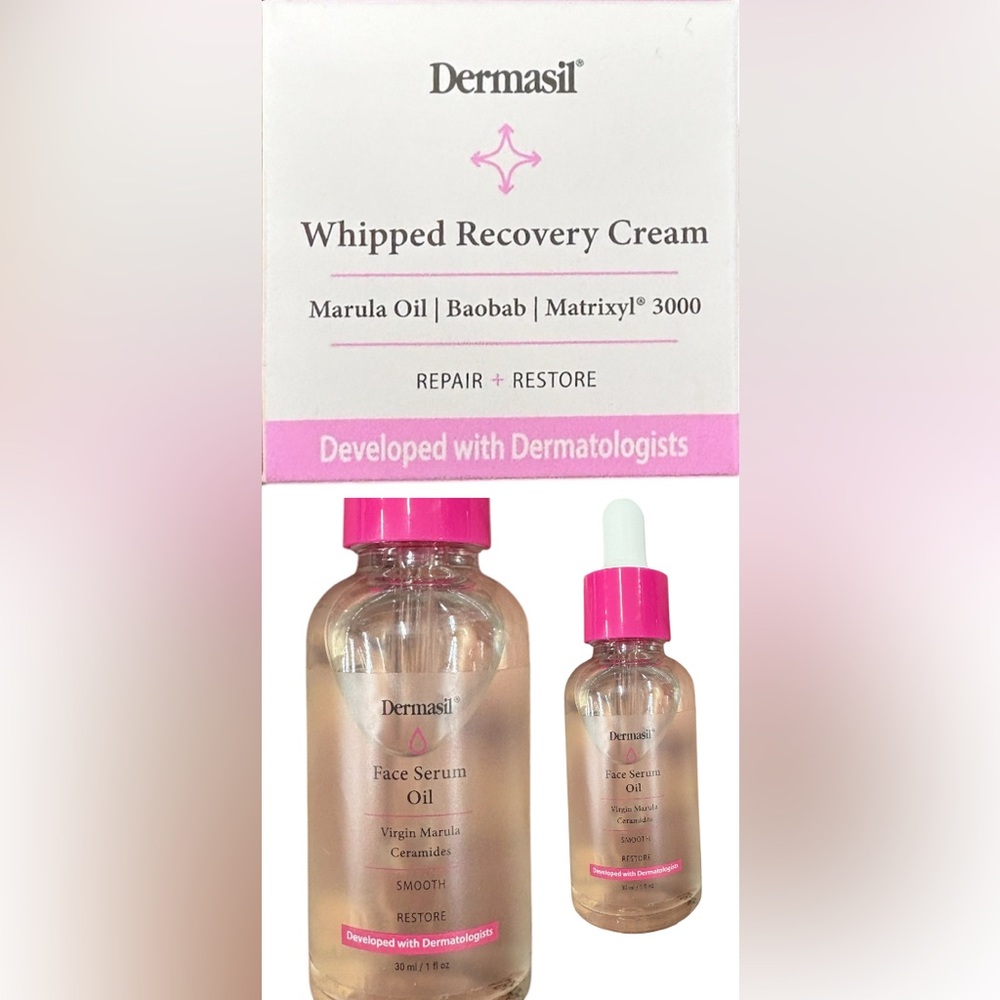 Dermasil 1 whipped Recovery cream and 2 face serum